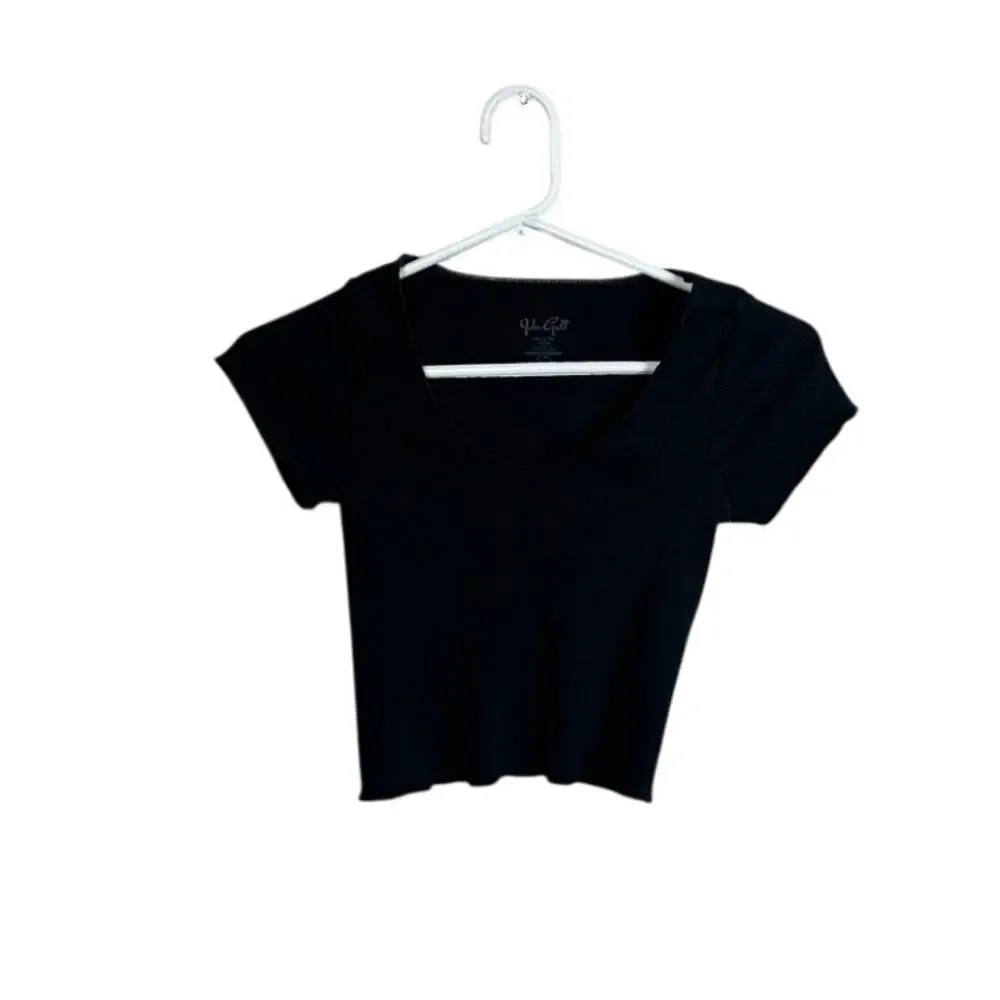 Brandy Melville John Galt Black Scoop Neck Top one size - Picture 5 of 8